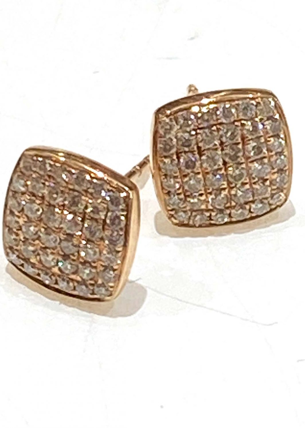 Diamond Square Earrings in 14K Rose Gold