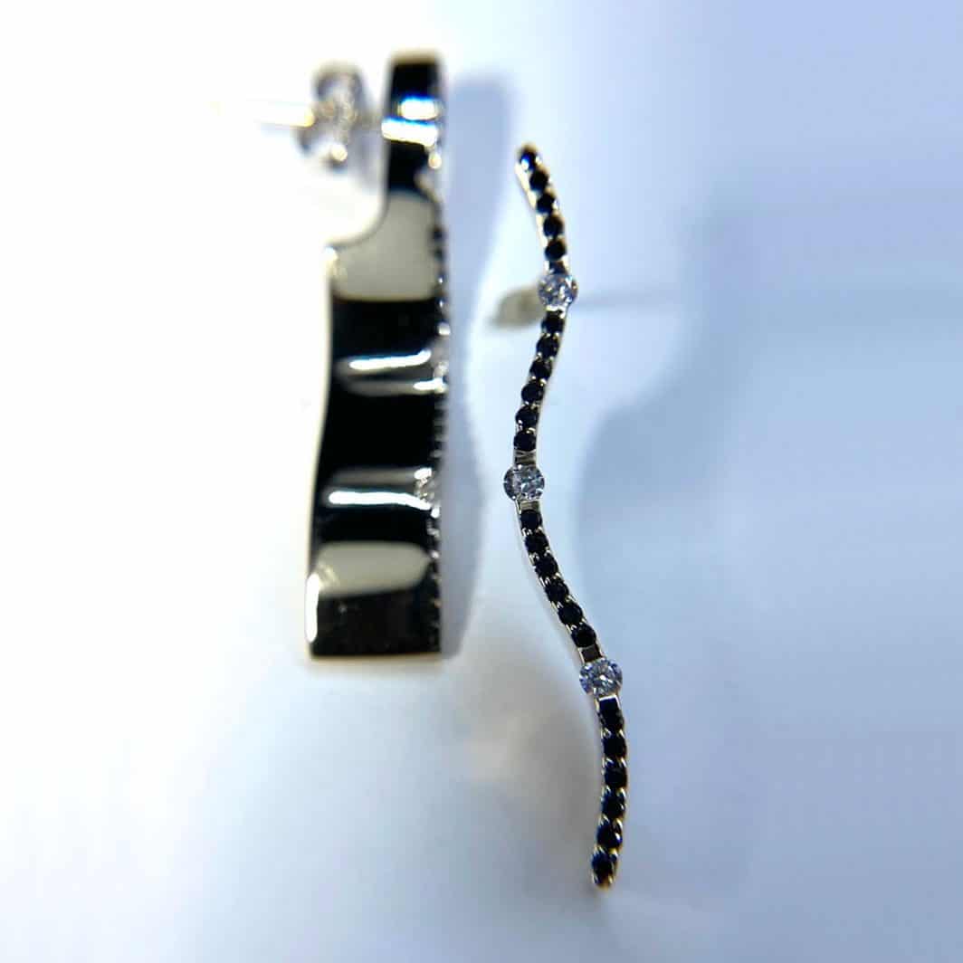Black and White Diamond Wave Earrings