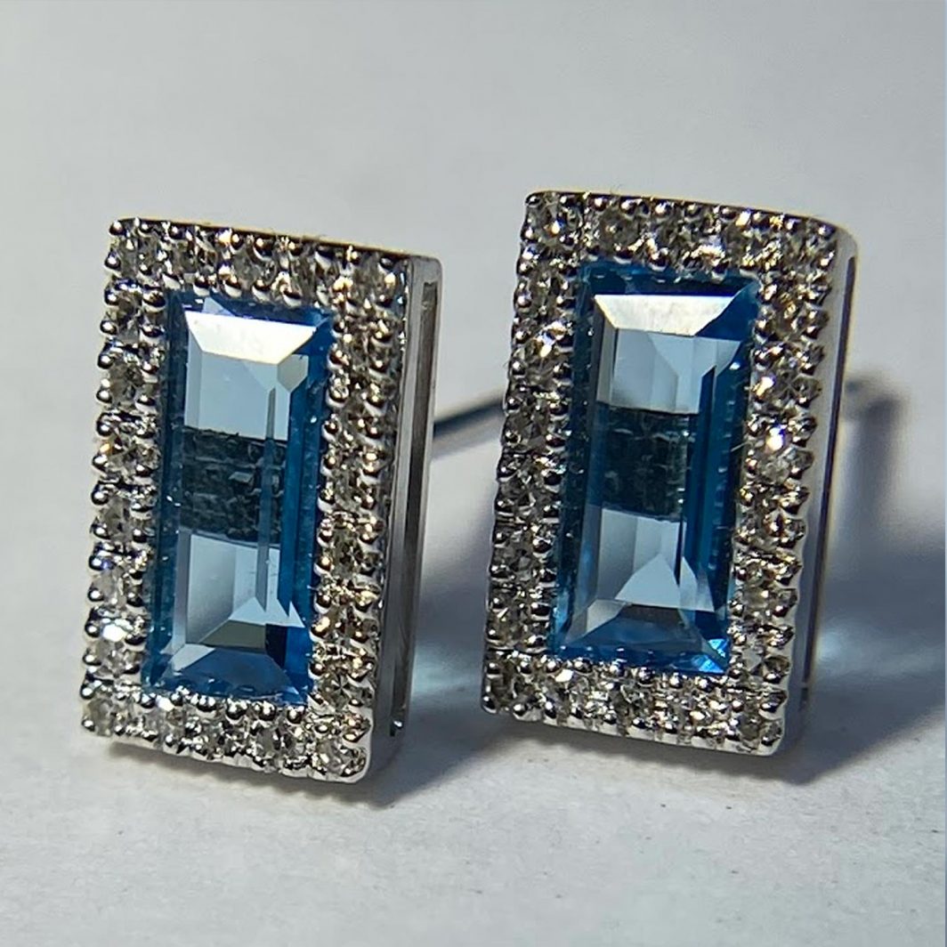 Blue Topaz Baguette Earrings