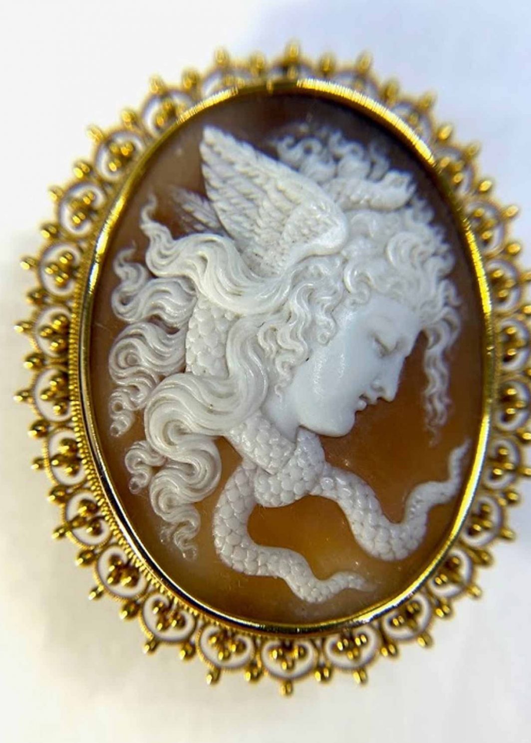 Cameo With Lady and Snakes